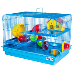 GAIOLA HAMSTER BIG SPACE AZUL C/ TUBO 38X55X38