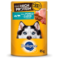 PEDIGREE SACHE HIGH PROTEIN 85GRG ADULTO PORCO E CARNE AO MOLHO 85GR
