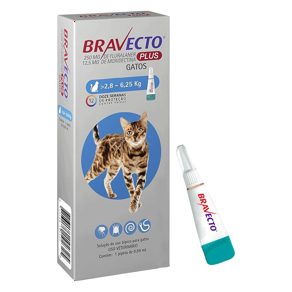 BRAVECTO PLUS CAT TRANSDERMAL 250MG 2,8KG A 6,25KG