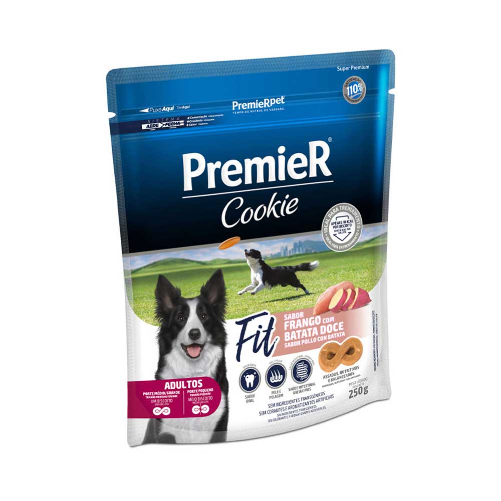 PREMIER COOKIE FIT CAES AD FRANGO C/ BATATA DOCE 250G