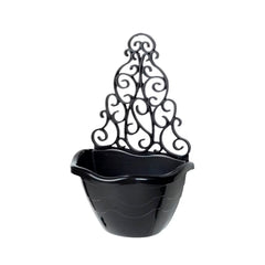 VASO PLASTICO ARANDELA PRETO P/ PAREDE