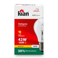 LAMPADA 42W INCANDESCENTE HALOGENA ECOLOGENA BASE E27 127V KIAN