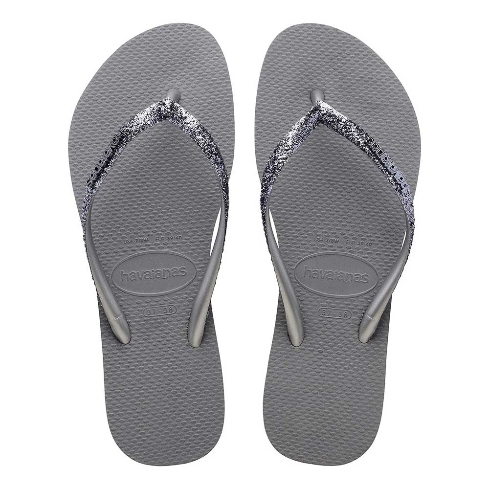 HAVAIANAS SLIM GLITTER II CINZA ACO 33/34