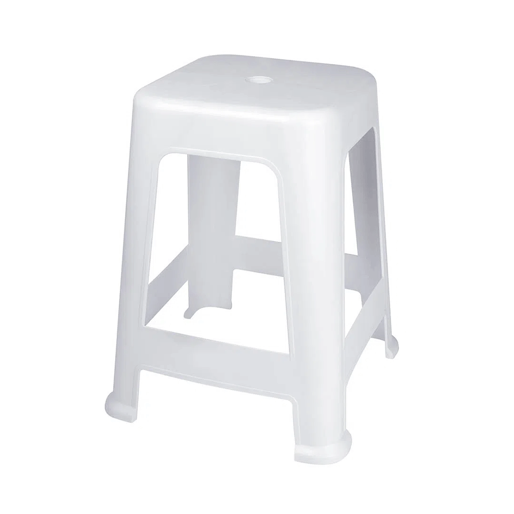 BANQUETA PLASTICA BRANCA CARGA 120KG MOR