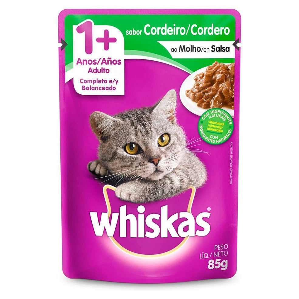 WHISKAS SACHE GATOS ADULTO 1+ CORDEIRO AO MOLHO 85G